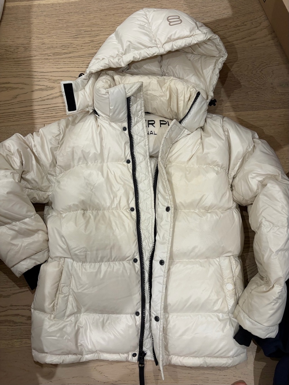 Aritzia Cream Quilted Puffer Jacket with Hood